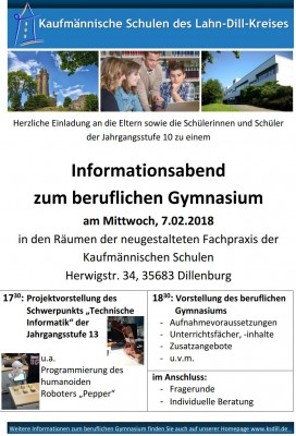 Infoabend zum BG an den Kaufmännischen Schulen